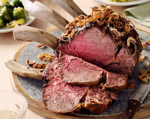 Standing Beef Rib Roast with Smoked Cheddar and Chive Mash